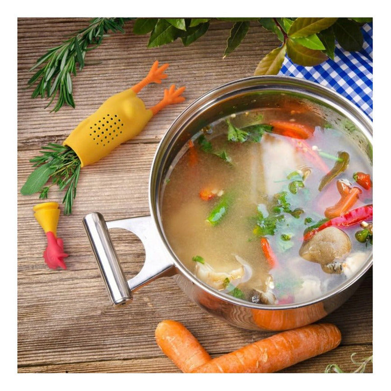 Infusor De Te Forma Pollo Caldos Sopas Silicona Hierbas 10pz