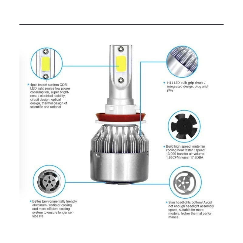 Kit Led 2 Piezas Focos Led H7 H4 9005 9006 Jetta Moto C6 Led