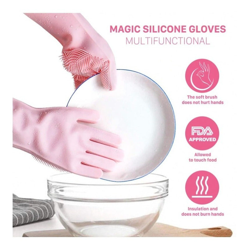 Guantes Para Lavar Trastes Cocina Silicona Limpieza 5 Pares