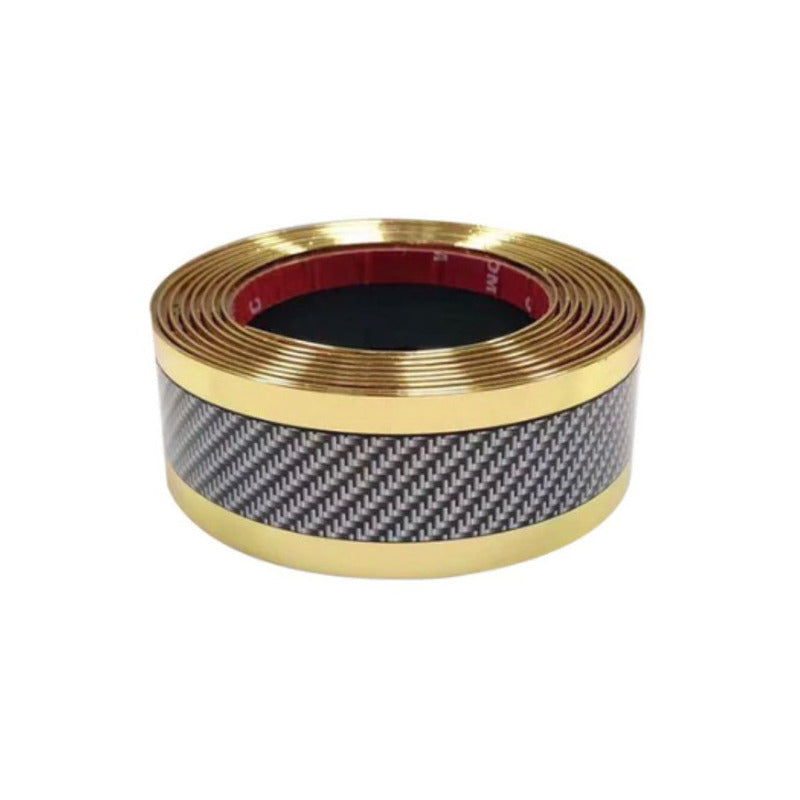 Moldura Cinta Fibra Carbono Cromada Estribos Jetta 5cm X 5m