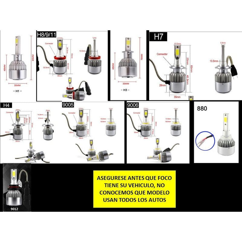 Kit Led 2 Piezas Focos Led H7 H4 9005 9006 Jetta Moto C6 Led