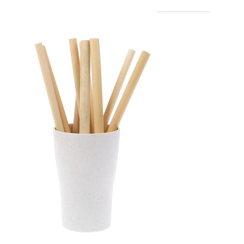 Popote Bambu Biodegradable Reusable Carbonizado 4pz Y 1cepil