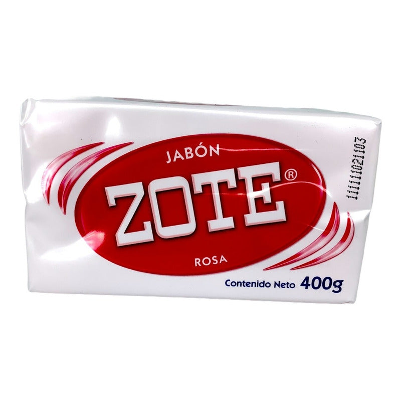 Jabón De Pasta Zote Rosa 400g Para Lavandería En Barra