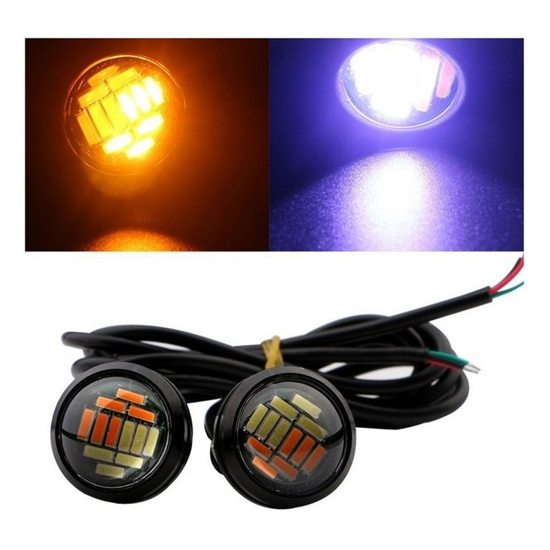 210 Ojos De Aguila Led Jetta Audi Faro Doble Color 12 Led